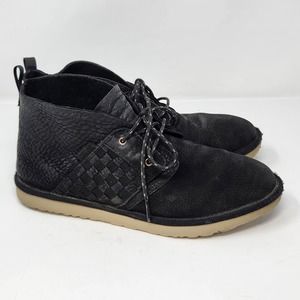 Teva Mens Coromar Black Pebbled Leather Chukka Ankle Boots Size 8.5 Lace Up